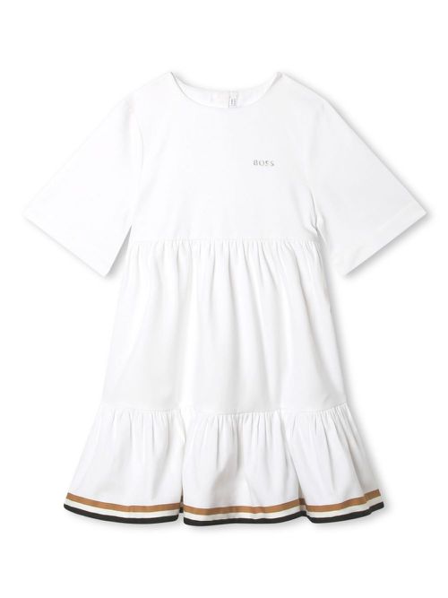 Logo-print tiered minidress - White