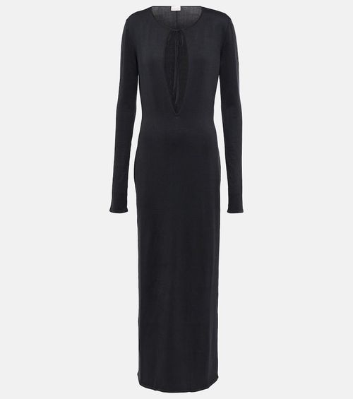 Cutout silk maxi dress