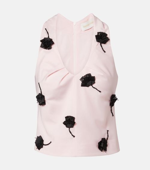 Floral-appliqué top