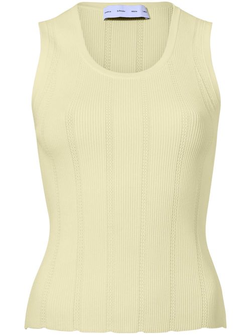 Perry compact pointelle rib knitted top - Yellow