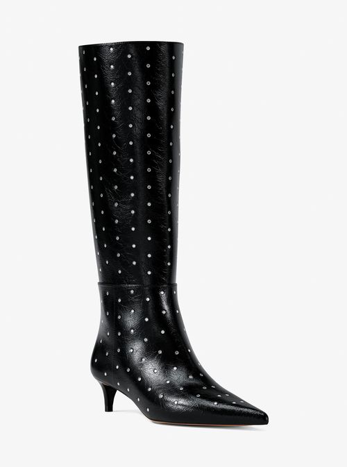 Nalia Studded Kitten Heel Boot in Black - size 7.5