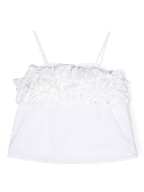 Ruffle-detail spaghetti-strap top - White