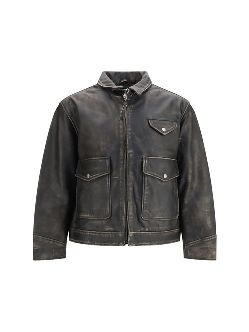 Aged Leather Jacket — Black