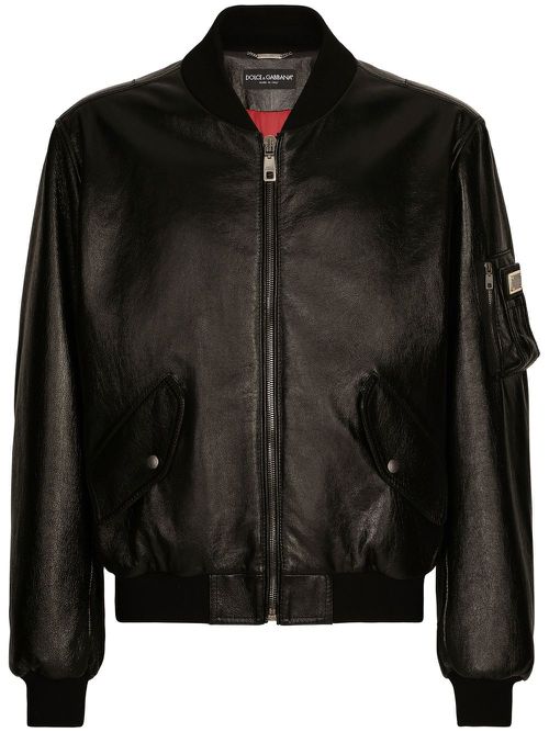 Leather bomber jacket - Black