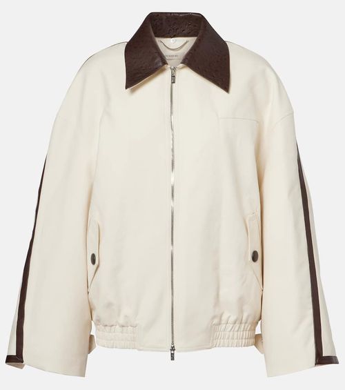 Leather-trimmed cotton jacket