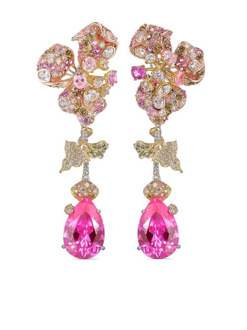 18kt rose gold Blush Orchid saphhire and diamond earrings - Pink