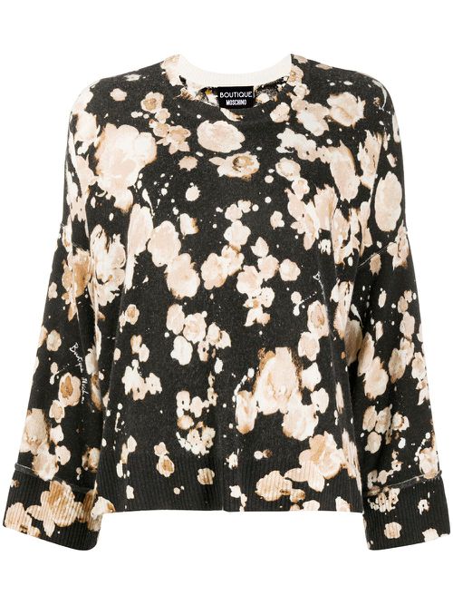 Floral long-sleeve jumper - Black
