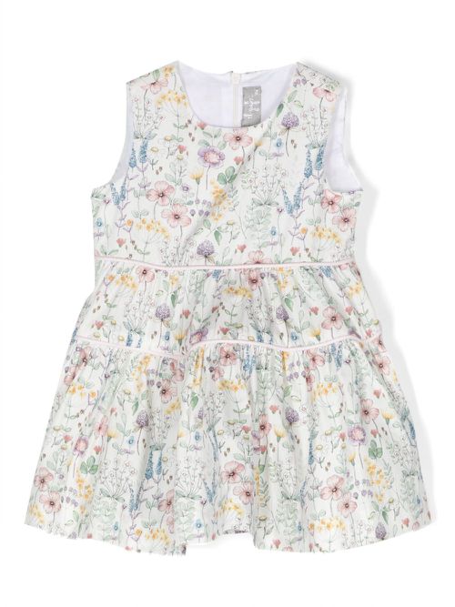 Floral-print cotton dress - White