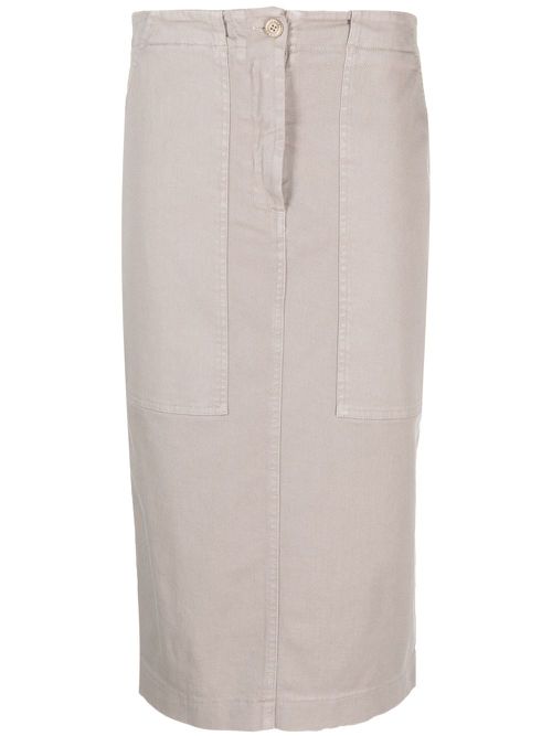 High-waisted cotton-blend skirt - Grey