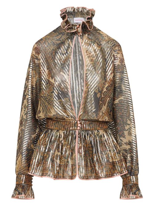 Valentino Women's Silk Shirt in Brown | Size 38 | 6B0AB7G19AW