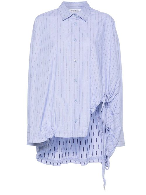 Logo-print striped shirt - Blue