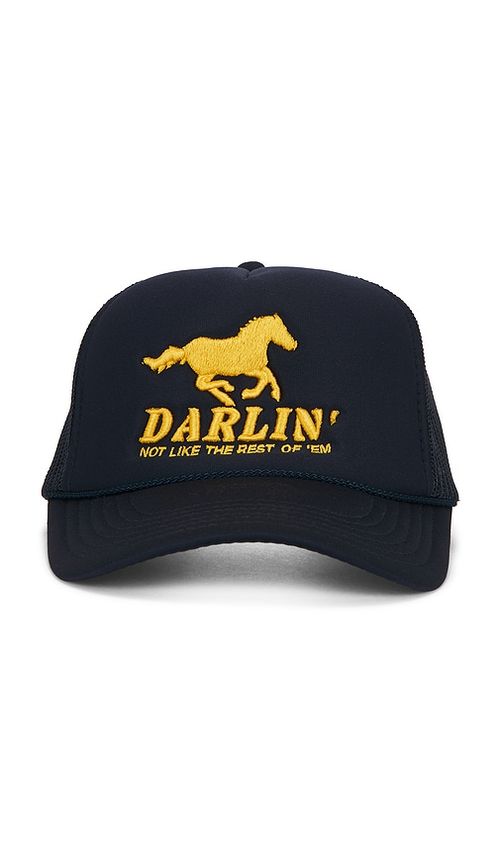 Darlin Not Like The Rest Trucker Hat in Navy. a