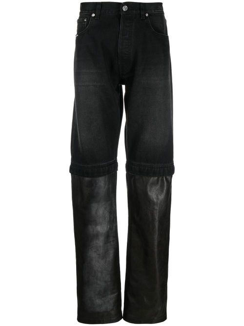 Bleach-panel straight-leg jeans - Black