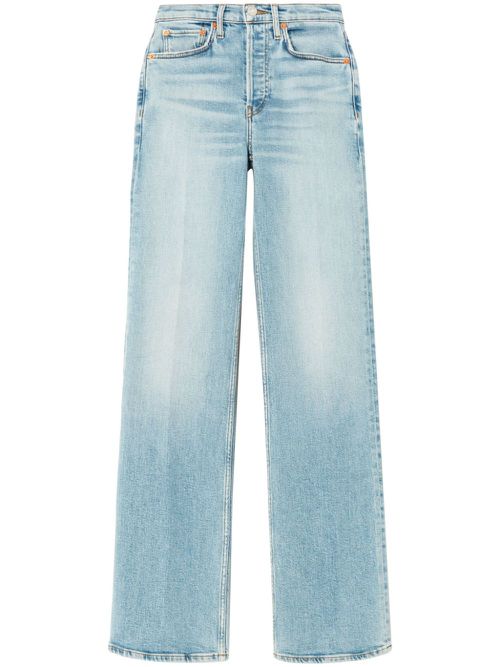 Logo-patch straight-leg jeans - Blue