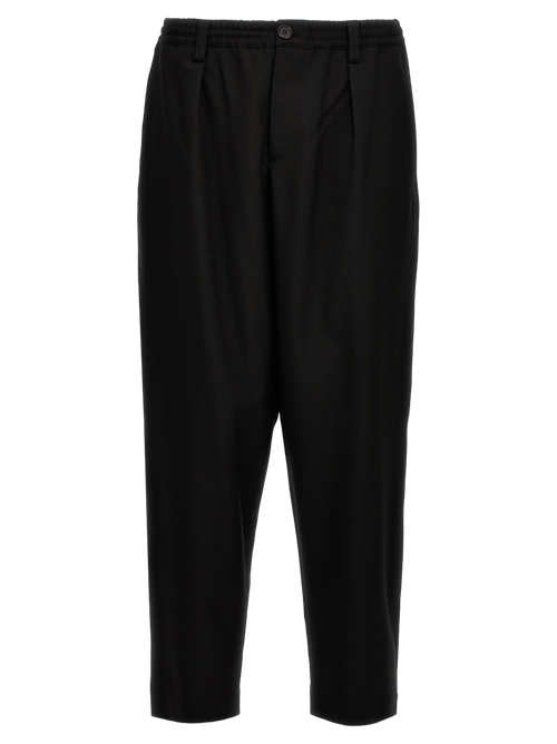Virgin Wool Cropped Trousers — Black