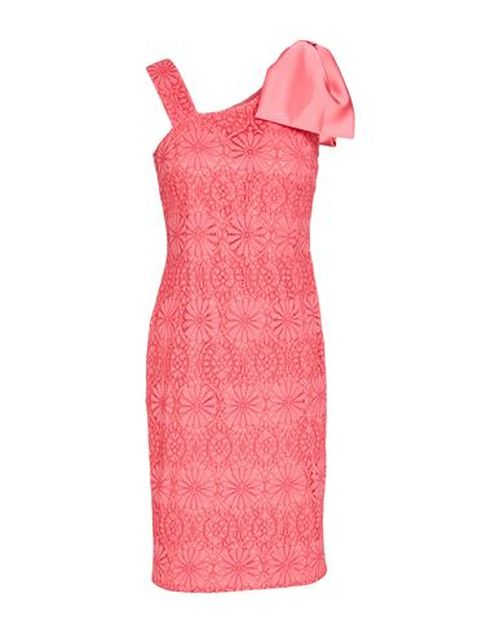 Luckylu Milano Woman Midi dress Coral Size 8 Cotton, Viscose, Nylon, Polyester