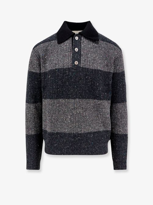 Wool-Blend Rugby Striped Sweater — Gray