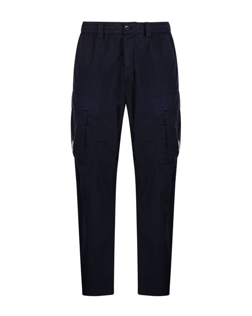 Stretch Cotton Blend Cargo Trousers — Black