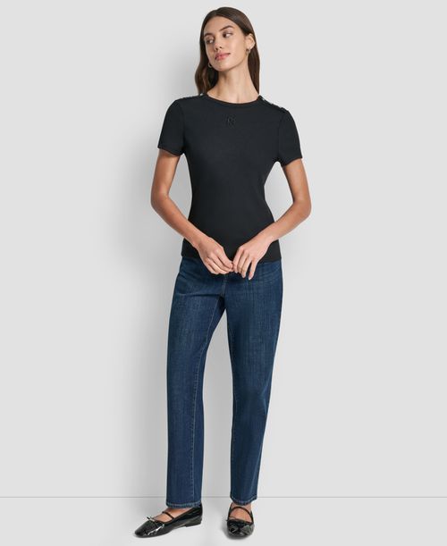 Women's Crewneck Short-Sleeve Top - Black