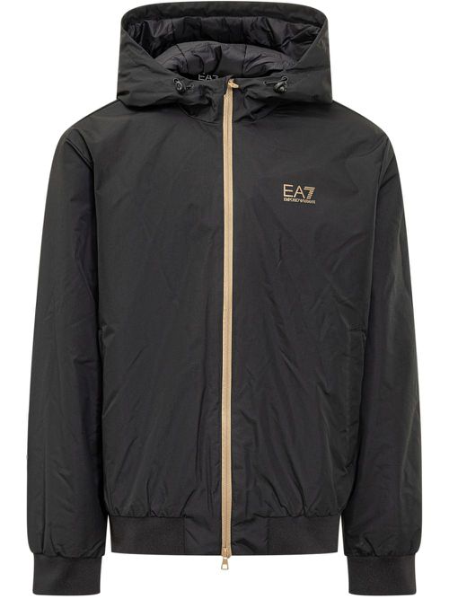 Logo-print zip-up jacket - Black