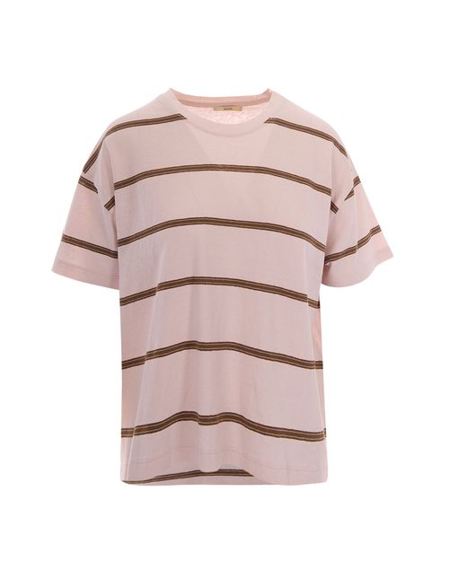 Striped Cotton-Linen T-Shirt — Pink