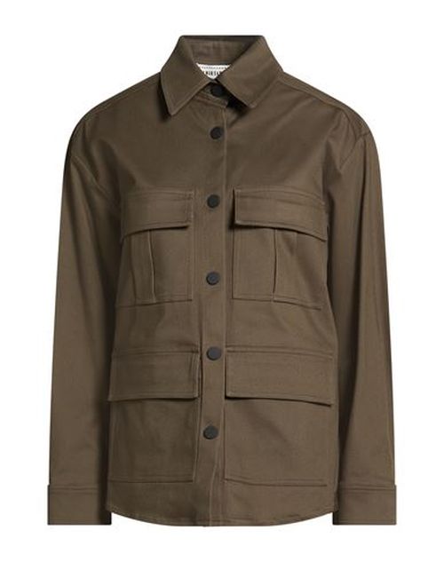 Woman Jacket Military green Size 4 Cotton, Elastane