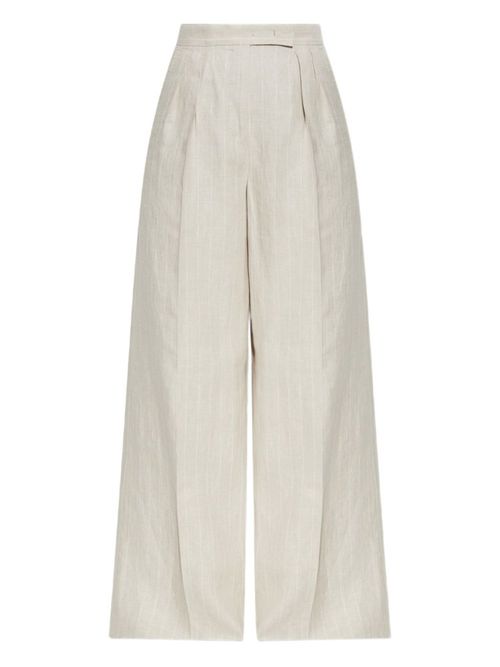 Beige Rauche linen trousers