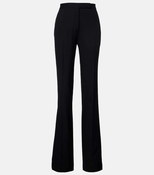 Silk-trimmed wool suit pants