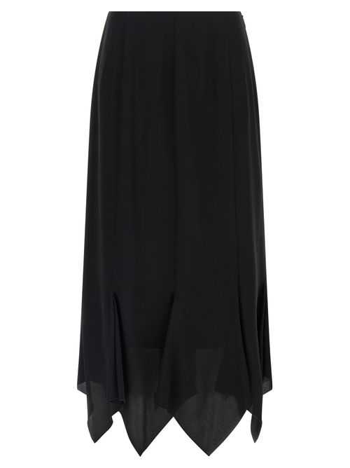 Asymmetrical Crêpe de Chine Skirt — Black