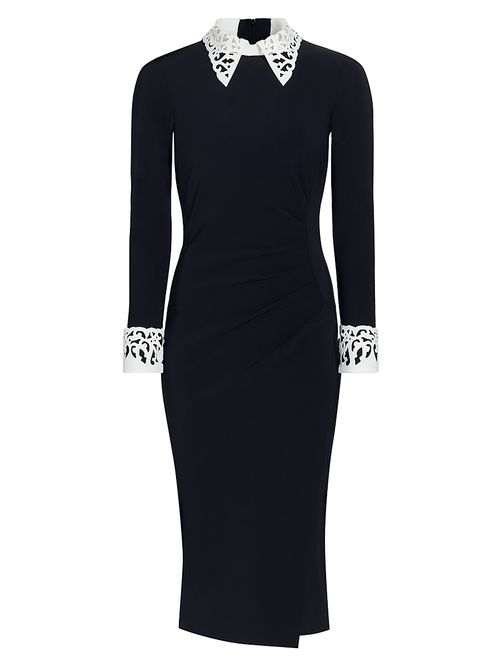 Women's Duchi Laser-Cut Trim Cocktail Dress - Black White