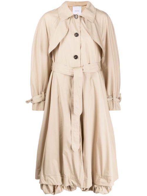 Flared belted trench coat