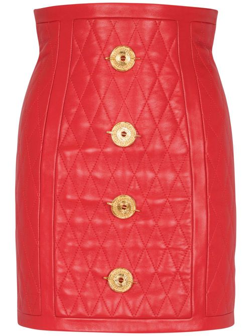Quilted leather mini skirt - Red