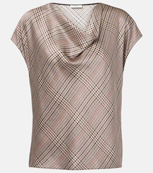 Houndstooth silk top