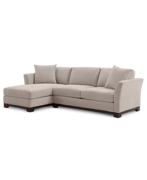"Elliot Ii 107"" 2-Pc. Fabric Chaise Sectional Apartment Sofa, Created for Merit Dove Beige"