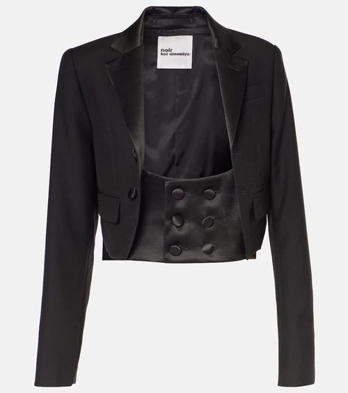Cropped wool, mohair, and silk jacket