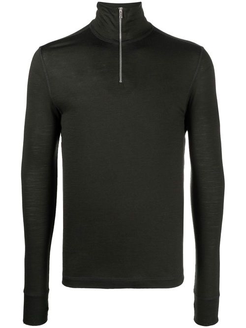 High-neck wool top - Green