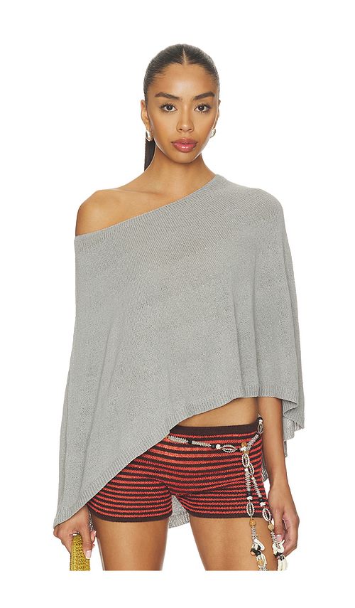 SNDYS x REVOLVE Misty Knit Poncho in Grey. M/L also in XL/XXL