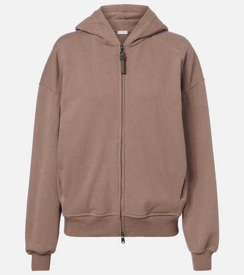 Cotton jersey zip-up hoodie
