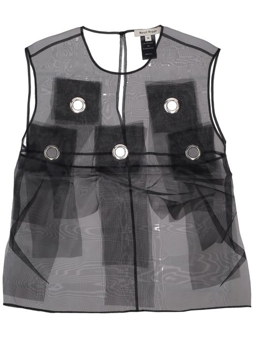 Black Eyelets Fringes Top