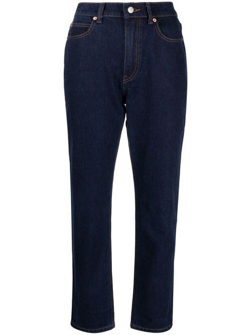 Stovepipe high-rise straight jeans - Blue
