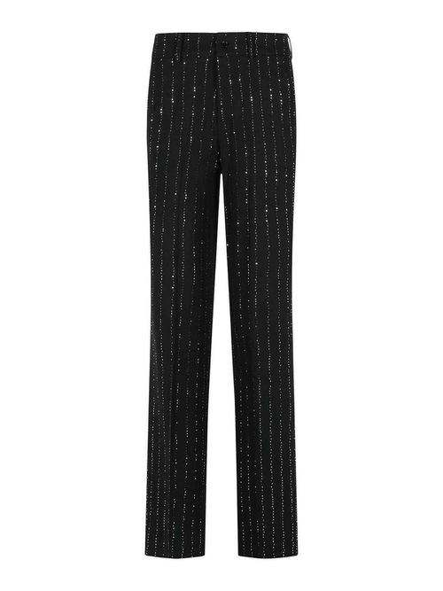 Lady Fit Sequined Pants In Black Wool Blend