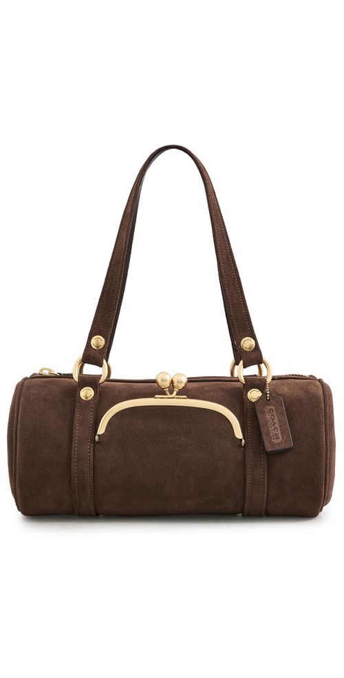 Suede Kisslock Barrel Bag Chocolate One Size