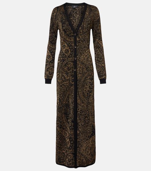Paisley wool-blend lamé cardigan