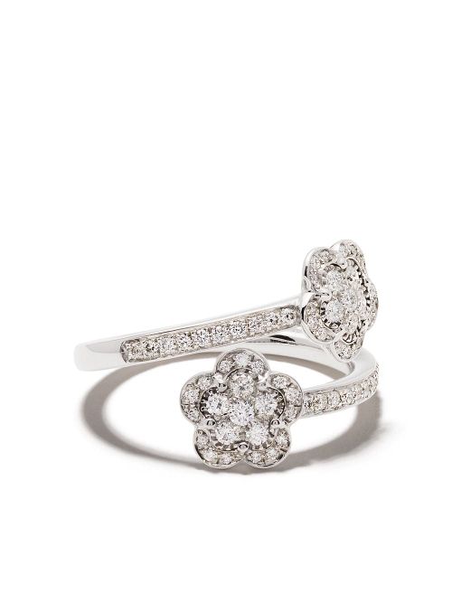 Diamond Flower Ring — White