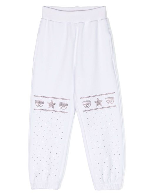 Maxi Logomania studded track pants - White