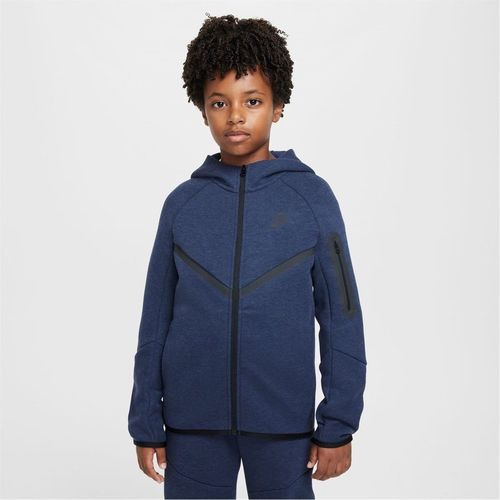 Nike Boys Tech Fleece Full Zip Hoodie Juniors in Obsidian Heathr - Blue - 5-6Y