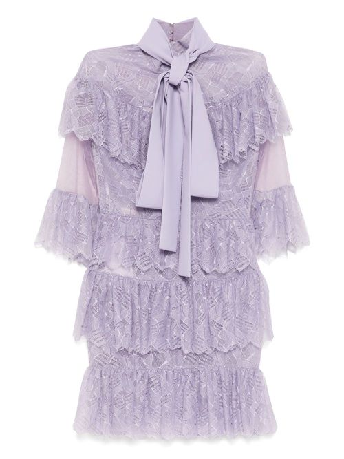 Ruffled-lace mini dress - Purple