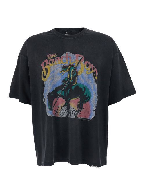 Graphic-Printed Cotton T-Shirt — Black
