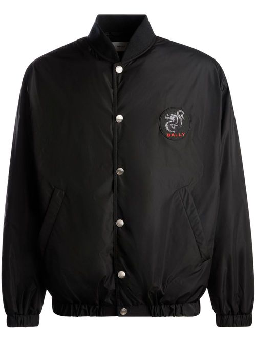 Logo-appliqué panelled bomber jacket - Black