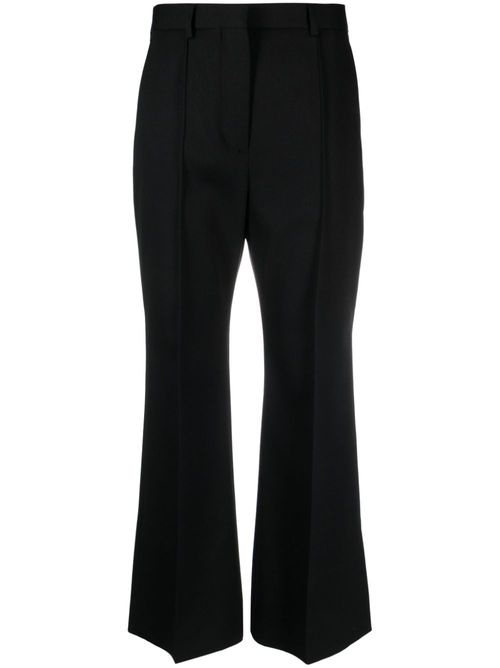 Flared cropped wool trousers - Black